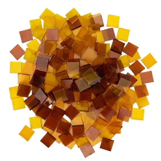 Oceanside Compatible&trade; Small Amber Mosaic Stained Glass Squares, 8oz. {1}