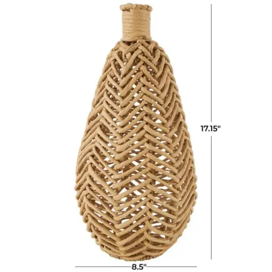 17" Brown Seagrass Handmade Woven Vase {8}