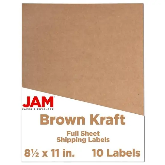 JAM Paper Shipping Labels, 8.5" x 11" Brown Kraft {1}