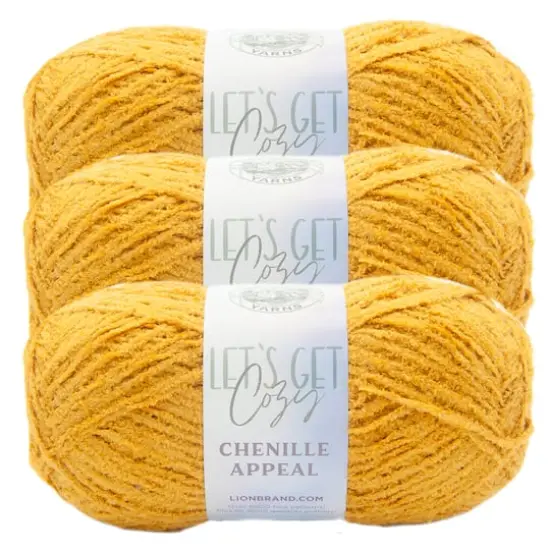 3 Pack Lion Brand&reg; Chenille Appeal Yarn Harvest Gold {1}