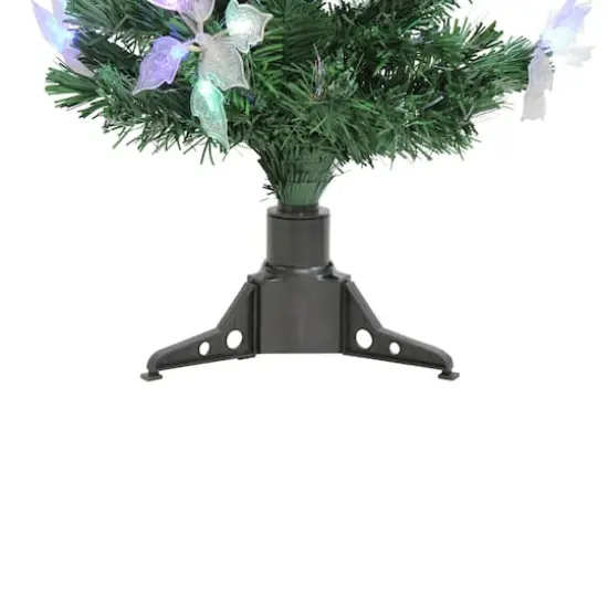3ft. Fiber Optic Color Changing Artificial Christmas Tree with Star & Flower Decorations {5}