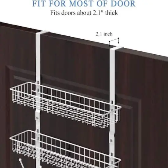NEX&trade; 24" White Over the Door Basket Rack with Hooks {5}
