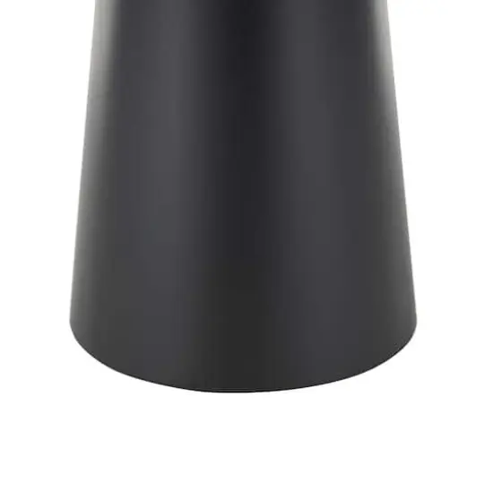 21" Black Metal Pedestal Accent Table with Brown Wood Tabletop {5}