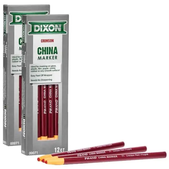 Dixon&reg; Phano China Markers, 2 Packs of 12 Crimson Red {1}
