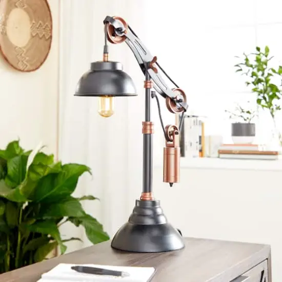 24" Black Metal Industrial Table Lamp {8}