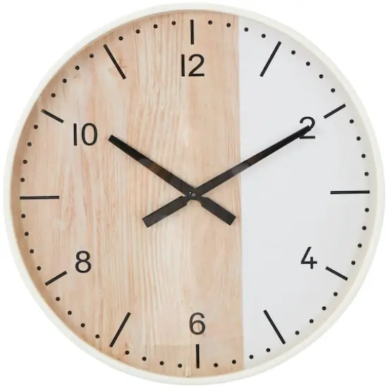 23.5" Woodgrain & White 2-Tone Wall Clock {1}