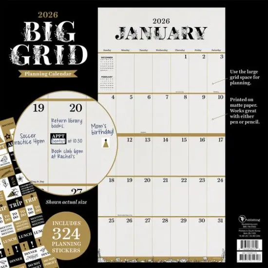 2026 Big Grid-Floral Wall Calendar {7}
