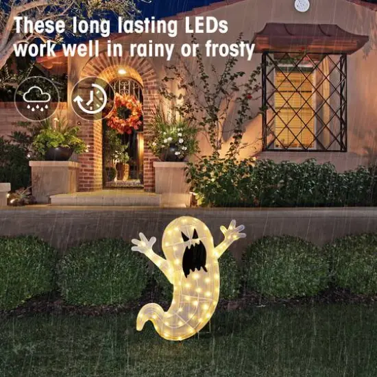 Glitzhome® 35.5"H Lighted Halloween 2.5D Ghosts Outdoor Decor {7}