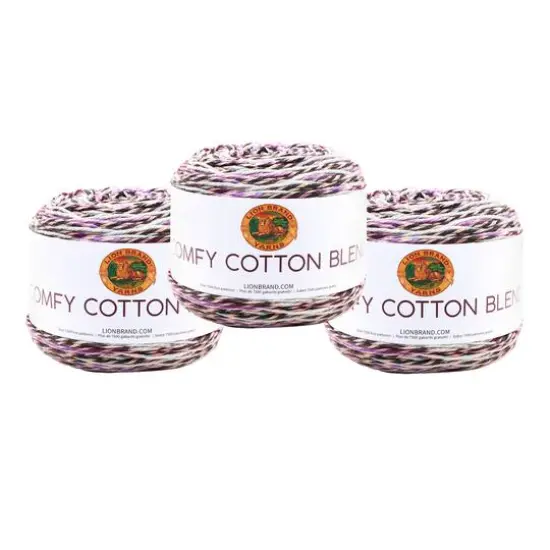 3 Pack Lion Brand&reg; Comfy Cotton Blend Yarn Blueberry Muffin {1}