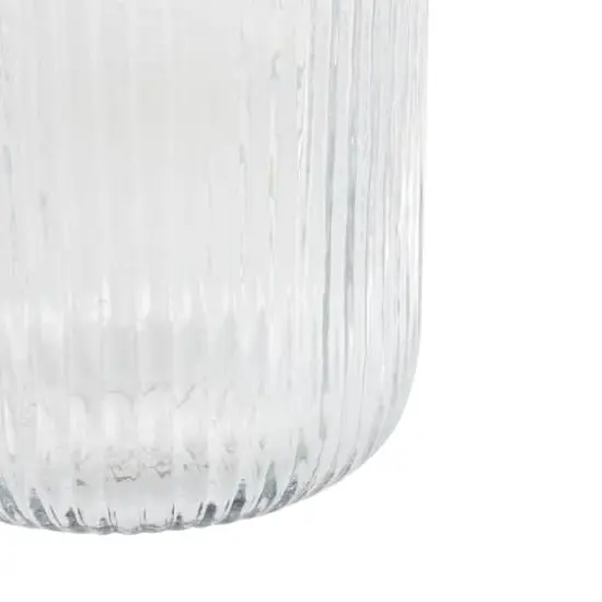 13" Clear Glass Ribbed Fluted Decorative Vase {6}