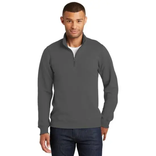 Port & Company&reg; Fan Favorite&trade; Fleece 1/4 Zip Pullover Adult Sweatshirt Charcoal {4}