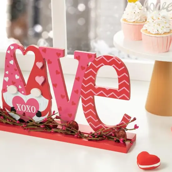 Glitzhome&reg; 14.25" Valentine's LOVE Wooden Gnome Table Decor {6}