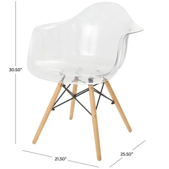 31" Clear Acrylic Mid Century Modern Eiffel Style Accent Chair with Wood Legs {7}