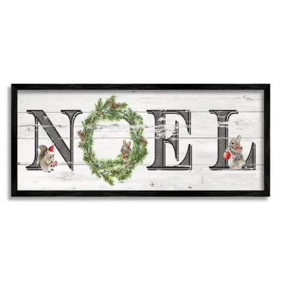 Stupell Industries Woodland Animal Noel Sign Framed Giclee Art Black {1}