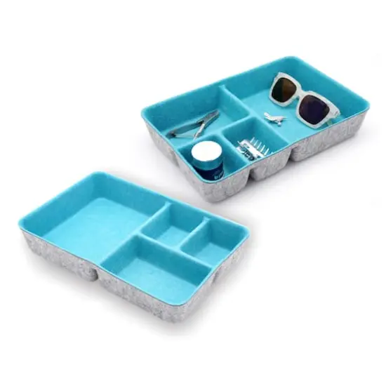 Welaxy 2 Piece Felt 4 Compartment Drawer Organizer Trays Turquoise {9}
