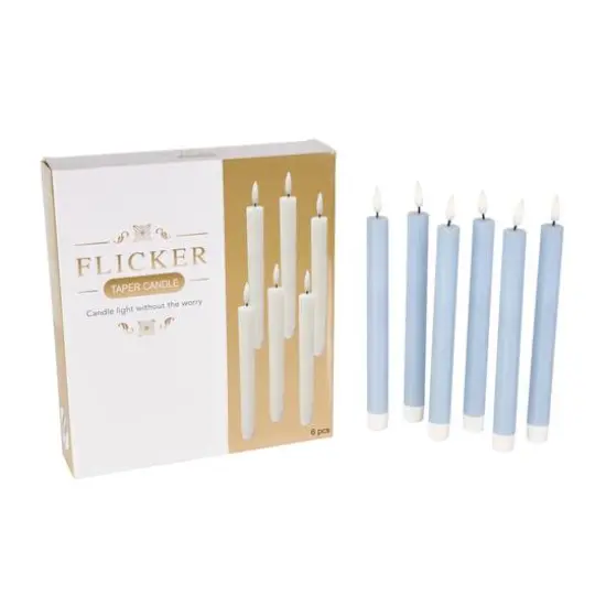 10" Flameless Wax Candles with Remote Control, 6ct. Light Blue {8}