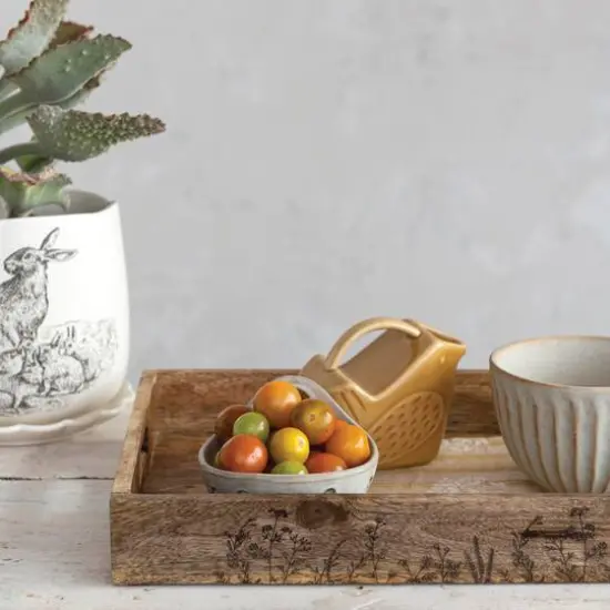 Hello Honey&reg; Natural Botanical Mango Wood Tray with Handles {3}