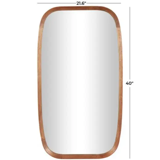 40" Brown Simplistic Wooden Wall Mirror with Rounded Edges {8}