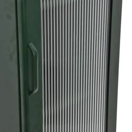 Hello Honey&reg; Solstice 5ft. Tall Metal Accent Cabinet with Arched Glass Door Dark Green {7}