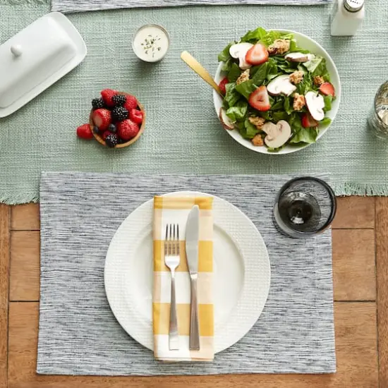 DII® Tonal Recycled Cotton Slubby Rib Placemats, 6ct. Navy/Off White {6}