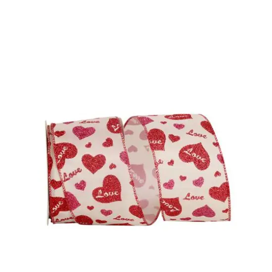 JAM Paper 2.5" x 10yd. Wired Candy Love Heart Glitter Ribbon {1}