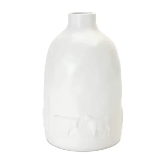 White Ceramic Farm Animal Vase Set {3}