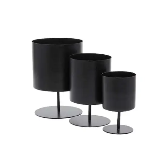 Black Modern Planter, Set of 3" 14", 12", 10" {3}