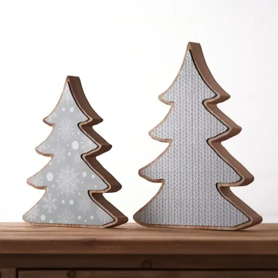Wood Pine Tree D&eacute;cor Set, 9.75" & 11.75" {5}