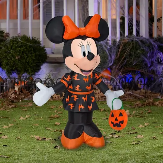 3.5ft. Airblown&reg; Inflatable Disney Halloween Minnie in Black & Orange Dress {3}