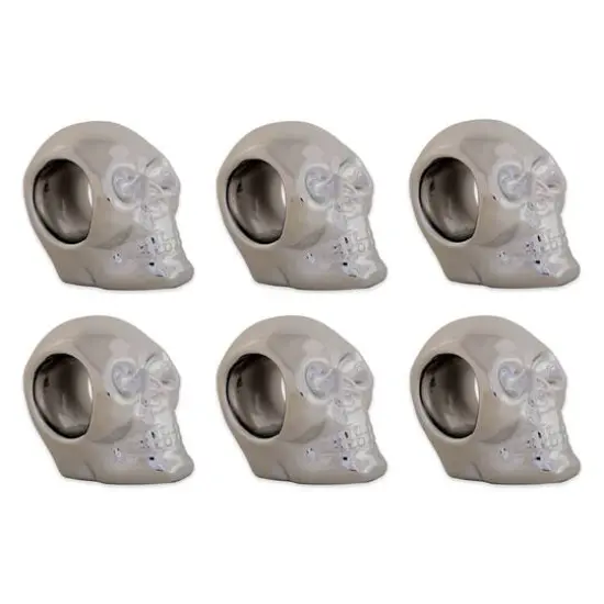 DII&reg; Silver Skull Napkin Ring Set, 6ct. {1}