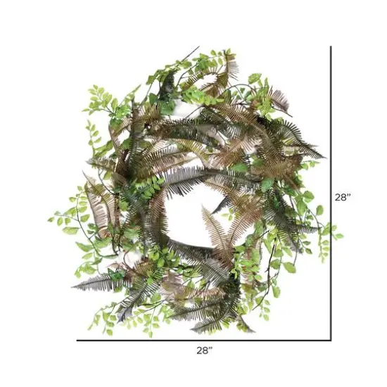 28" Green Fern & Cotton Wreath {3}