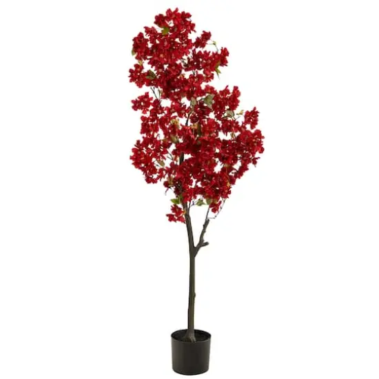 5ft. Potted Red Cherry Blossom Artificial Tree {1}