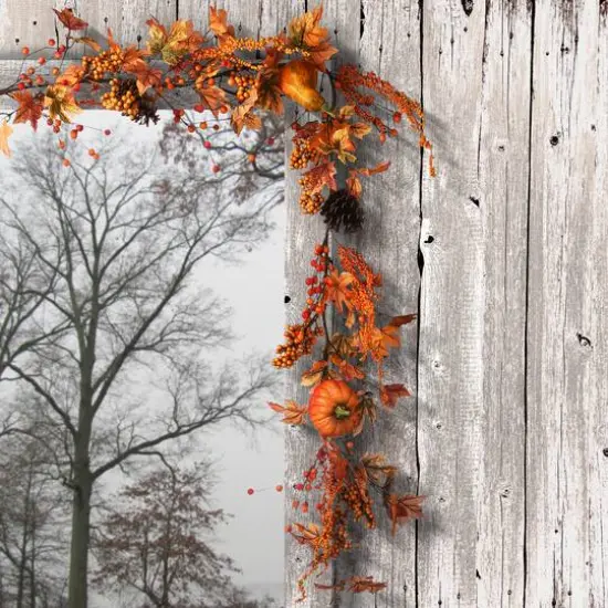 6ft. Maple Leaf and Pumpkins Garland {3}