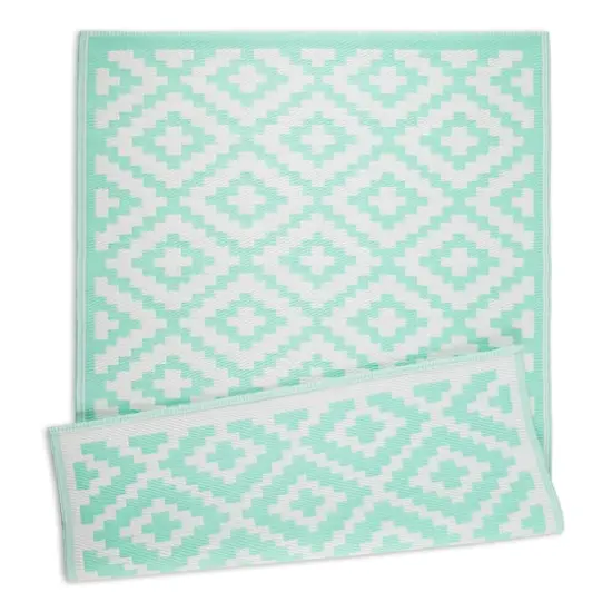 DII&reg; Mesa Diamonds Outdoor Rug, 4ft. x 6ft. Aqua/White {1}