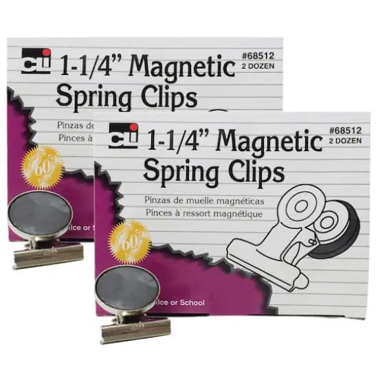 Charles Leonard 1.25" Magnetic Spring Clips, 2 Packs of 24 {1}