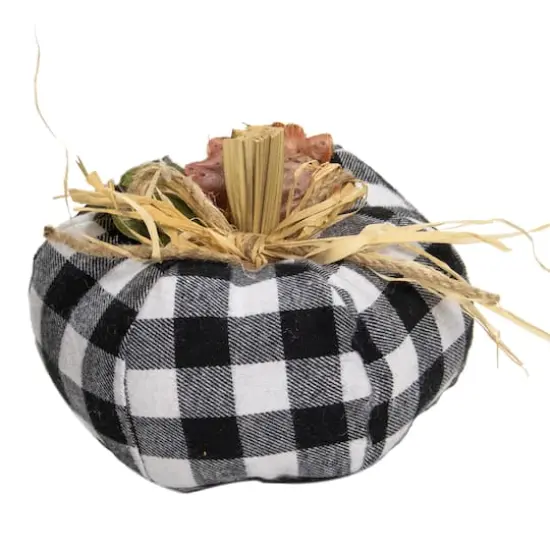 5" White & Black Buffalo Plaid Fall Harvest Pumpkin {5}