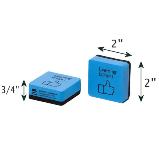 Charles Leonard Blue & Black Learning is Fun Mini Whiteboard Eraser, 3 Packs of 15 {5}