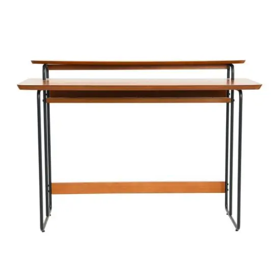 Hello Honey&reg; Pacifica Mid-Century Modern Computer Desk Black/Almond {8}