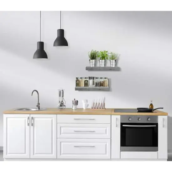 Sorbus Floating Faux Wood Shelf, 2ct. Gray {5}