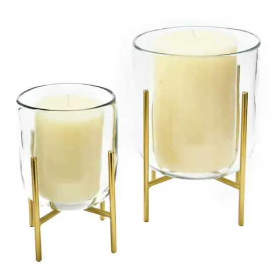 Hello Honey&reg; Gold Finish Vases & Candle Holders With Metal Stands Set {5}