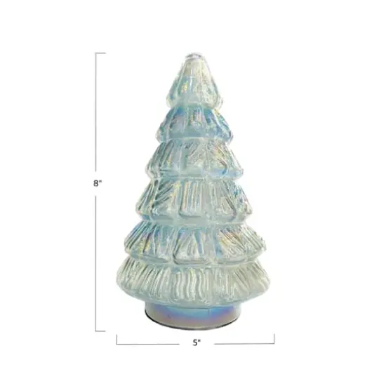 Hello Honey&reg; 8" Iridescent Blue Round Embossed Glass Tree {4}