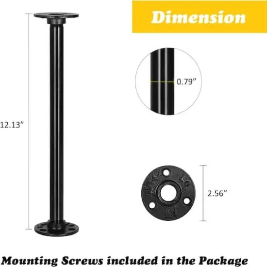 NEX&trade; Black Industrial Pipe Metal Table Legs with Casters, 4ct. {3}