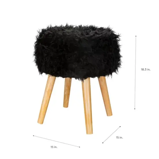 Organize It All Black Faux Fur Storage Ottoman {4}