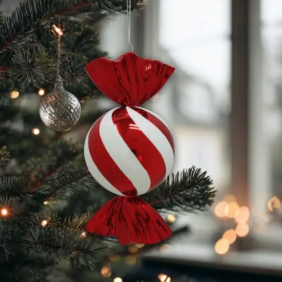 13" Red & White Glitter Jumbo Peppermint Candy Twist Ornament by Ashland&reg; {4}