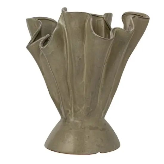 Hello Honey&reg; 12" Sage Reactive Glaze Stoneware Ruffled Vase {10}