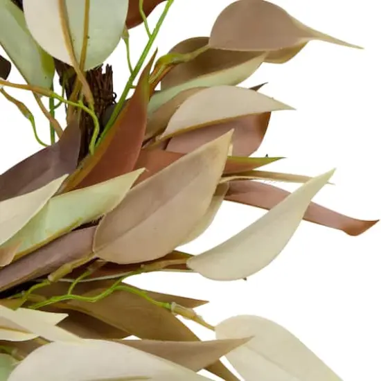 22" Neutral Fall Colored Leaves Autumn Harvest Wreath {3}