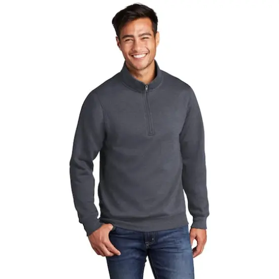 Port & Company&reg; Core Fleece 1/4 Zip Pullover Sweatshirt Heather Navy {4}