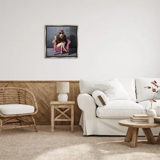 Stupell Industries Trendy Pink Glam Cow Floater Framed Art Gray {3}