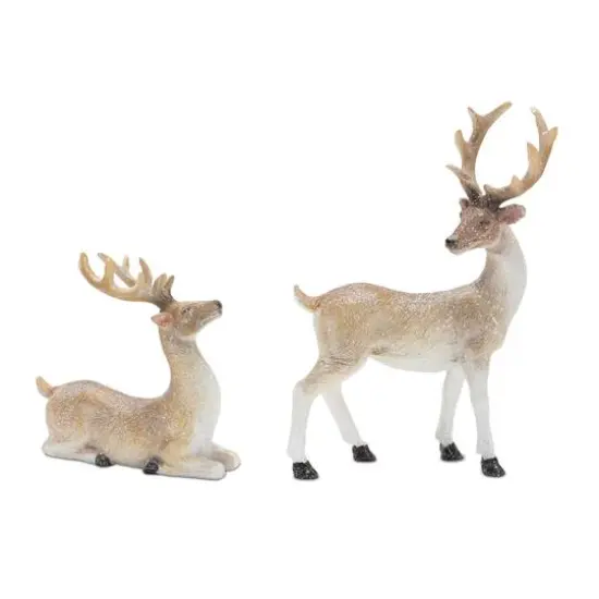 Mini Glittered Holiday Deer Figurines Set {6}