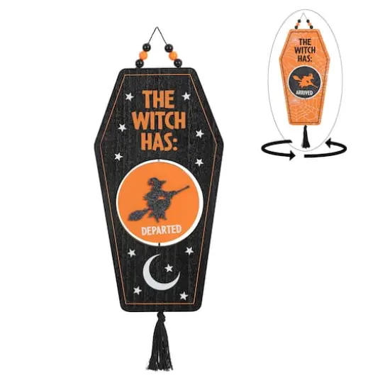 17.5" Hanging Reversible Witch Coffin Sign by Ashland&reg; {1}